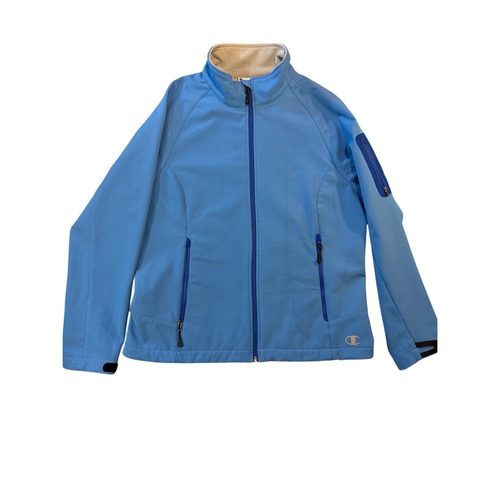 Champion Performance Womens XL Softshell Jacket Blue‎ Fleece Lined Full Zip Coat